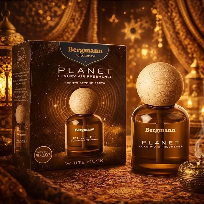 Bergmann Planet Luxury Car Perfume, Car Air Freshener, For Car & Home, WHITE MUSK, 110ml - Image 1