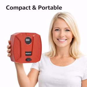 Bergmann Striker Digital Compact & Portable Car & Bike Tyre Inflator | 12V Dc, 120W, 100% Copper Motor | Digital Gauge with Preset & Auto Cut-Off | Braided Hose | Led Light | Red - Image 7