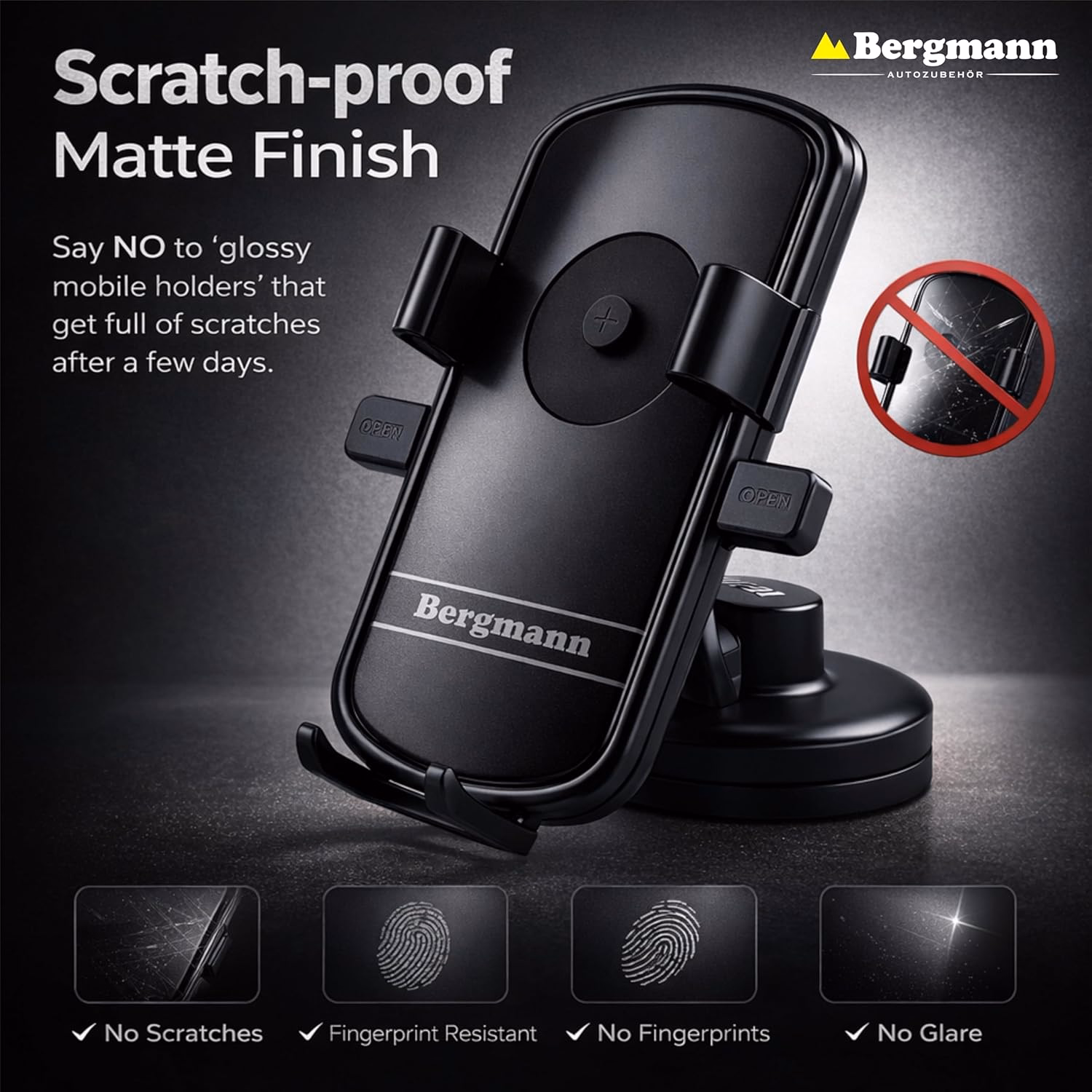 Bergmann Auto Grip Automatic Mobile Holder (XL, Black) - Image 3