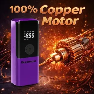 Bergmann VoltAir Cordless + Corded 2in1 Portable Tyre Inflator | 150 psi | 6000mAH Large Battery | LED Display | Type-C Port | for Cars, Bikes, Toys & Bicycles | Luxury Purple - Image 2